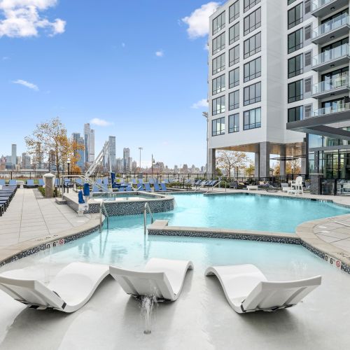 The Declan : Community pool featuring beach like entry and wading area	