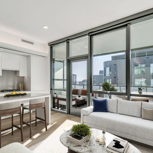 Large living spaces flooded with natural light	