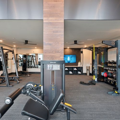 Athletic center with strength training equipment	