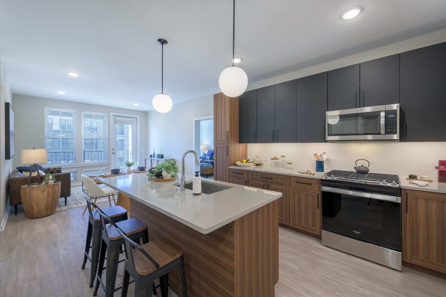 333 North Broad apartment kitchen and living room