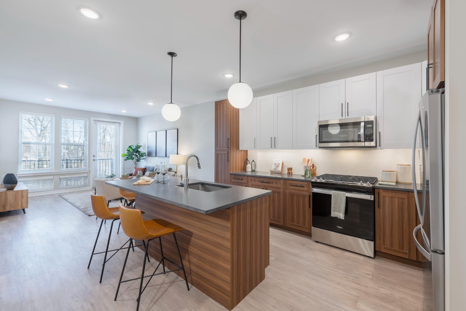 333 North Broad apartment kitchen and living room
