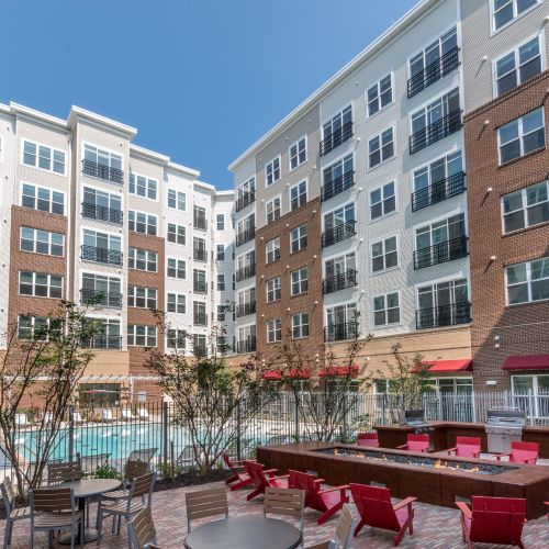 Courtyard pool and firepit
