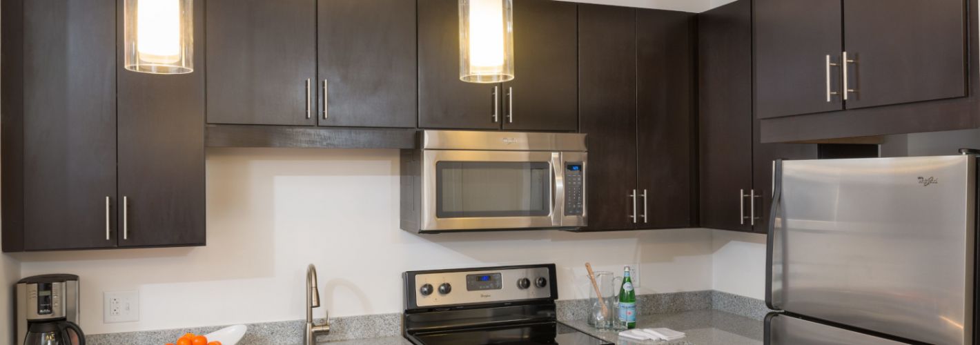 Kitchen with stainless steel appliances