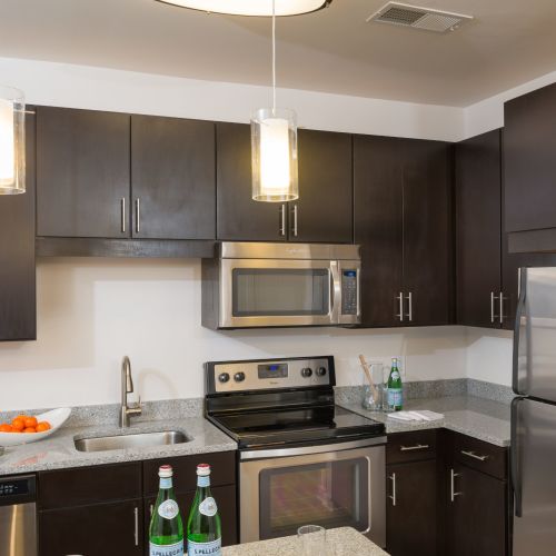 Kitchen with stainless steel appliances