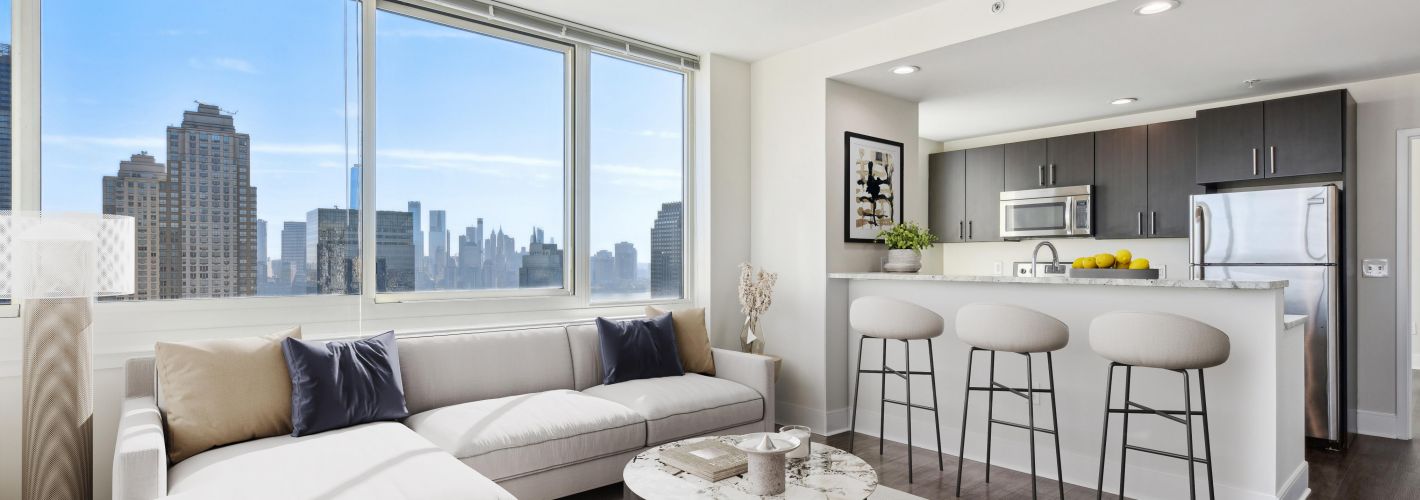 Apartment living room and kitchen 	