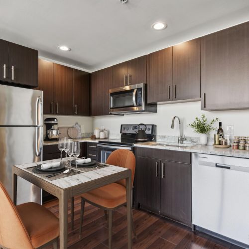 Kitchen with stainless steel appliances	