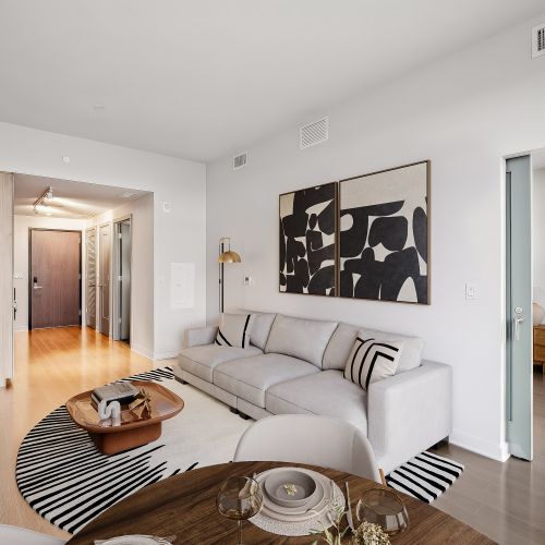 Sleek flooring and bright naturally sunlit rooms	