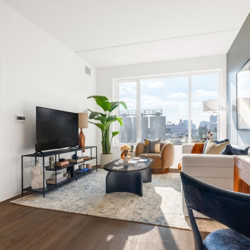 View from living room into bedroom.