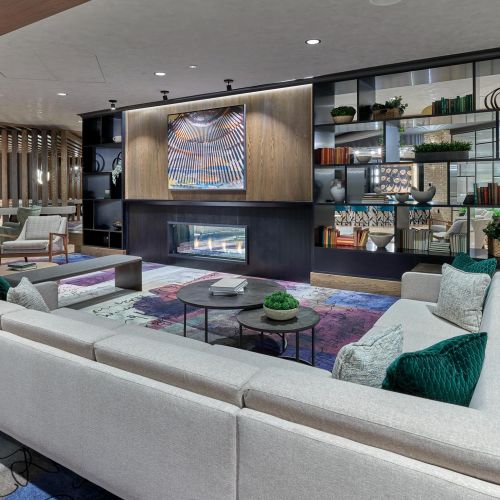 Relax in our cozy indoor lounges featuring an inviting fireplace 