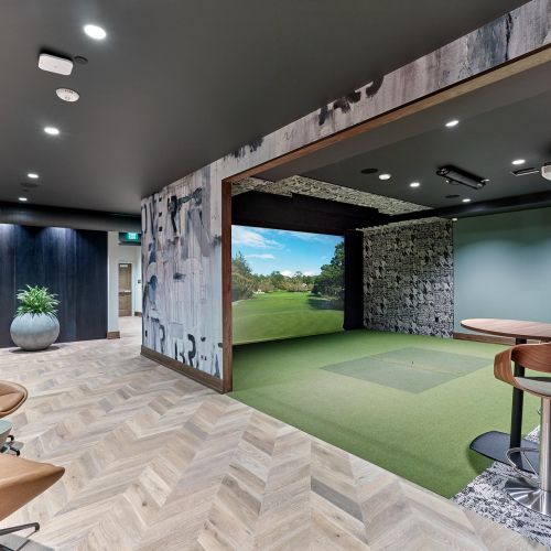 Practice your swing at the sports simulator