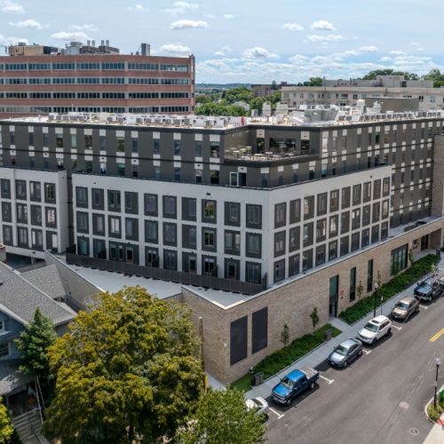 Angled perspective of Center & Stone’s exterior.