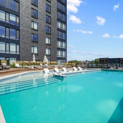 Pool view with building view