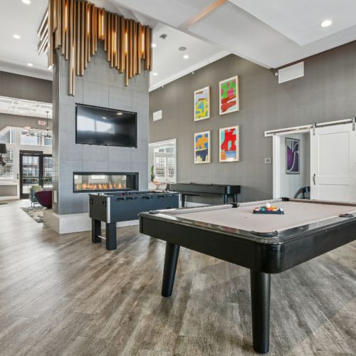 Lounge with Fireplace & Billiards Table