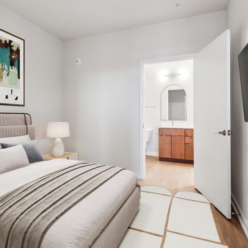 Photo of a bedroom in a 1 bedroom apartment