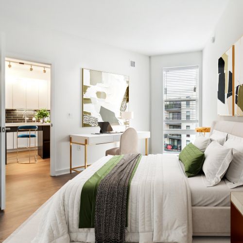 Photo of a bedroom in a 1 bedroom apartment