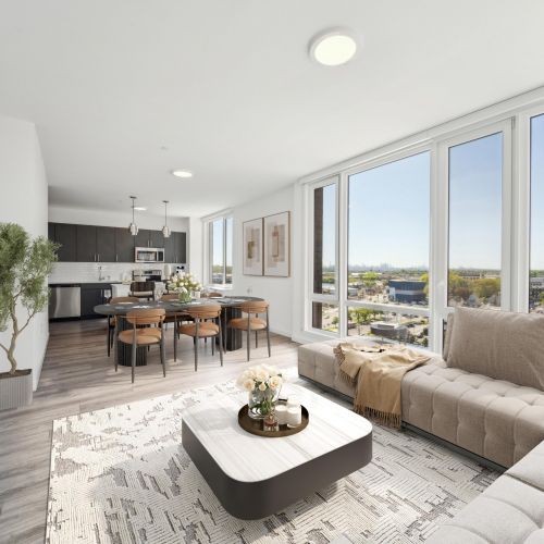 Living room with large windows