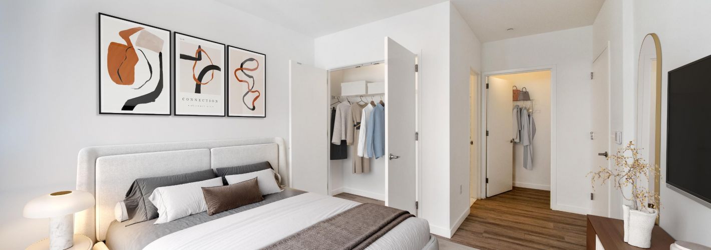 Bedroom with two closets