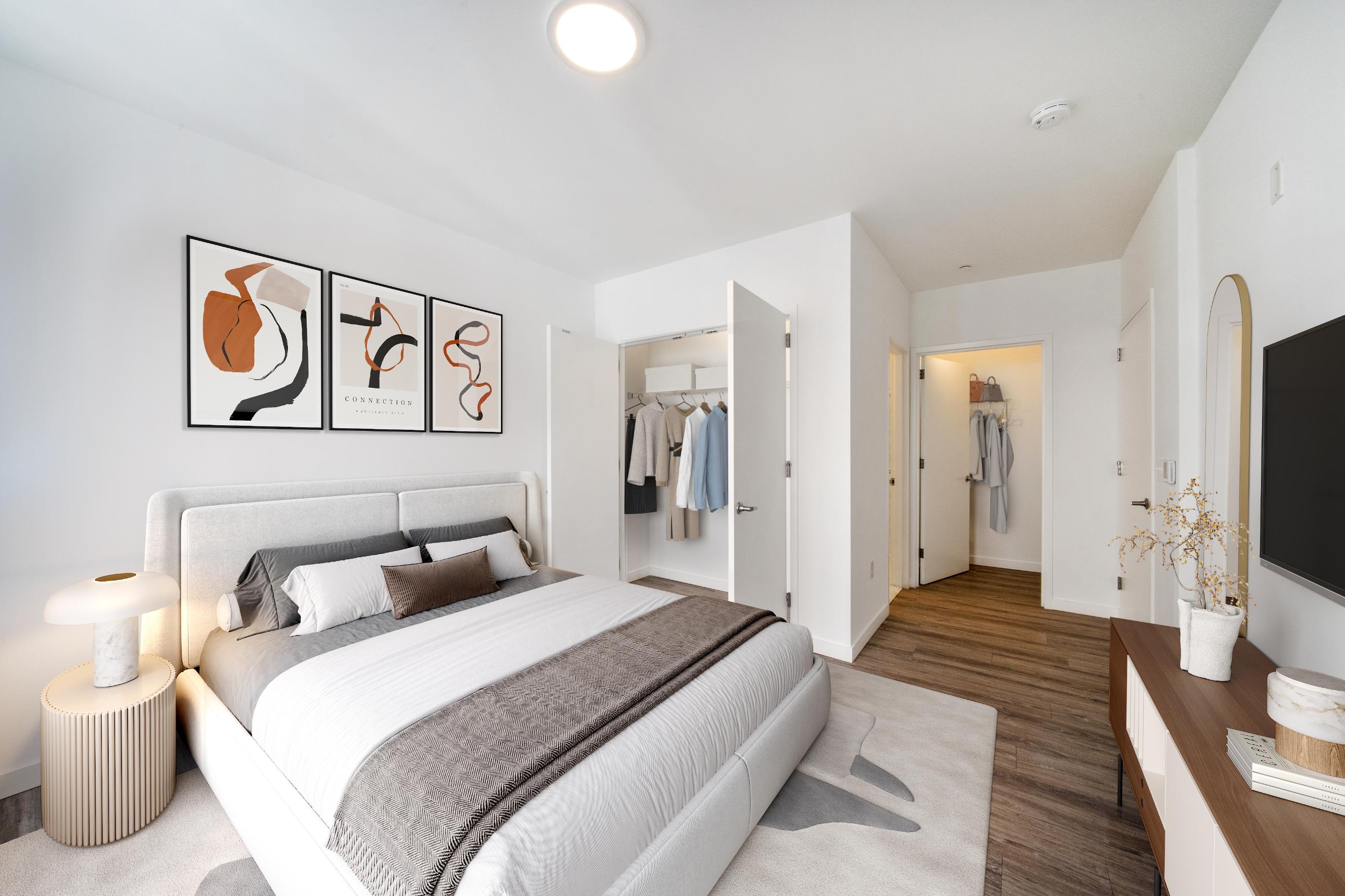 Bedroom with two closets