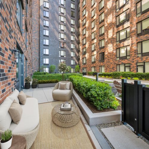 Outdoor patio with couch