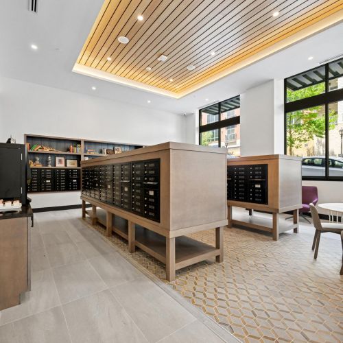 Social mailroom with coffee bar