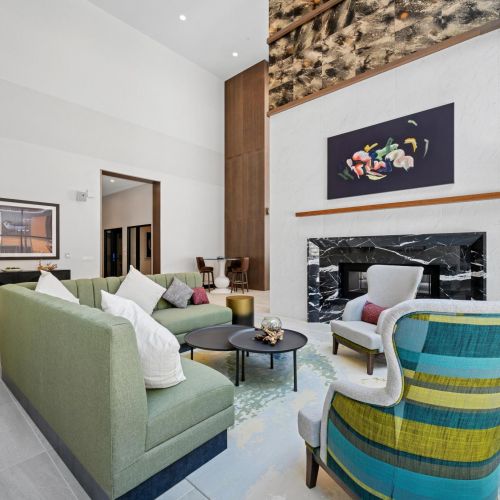 Great room featuring lounge seating and fireplace