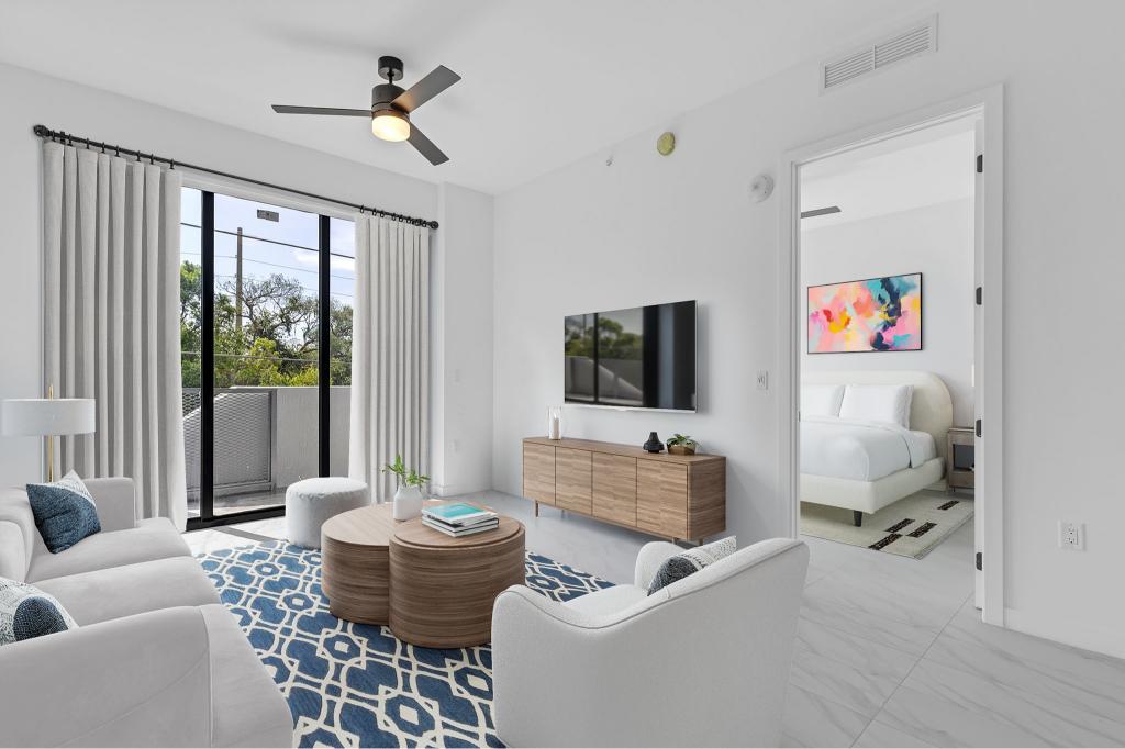 ′ ceilings, ceramic tile flooring