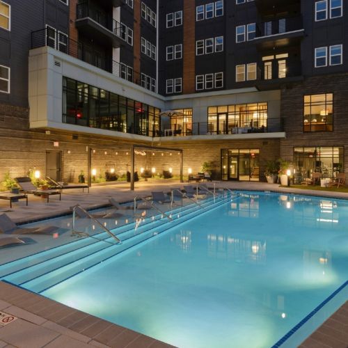 Glistening pool with sun shelf