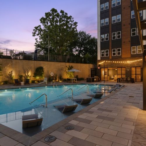 Glistening pool with sun shelf