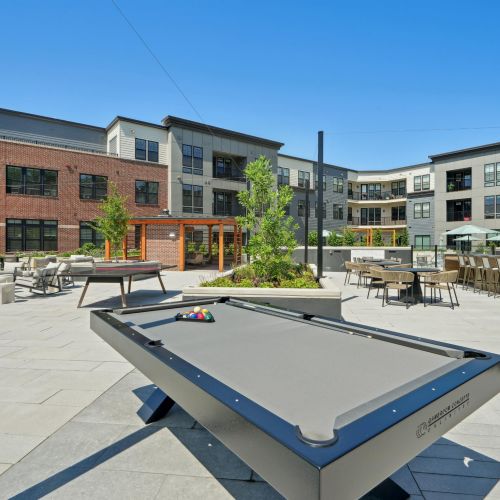 Outdoor courtyard pool table 