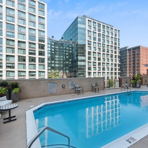 Take a dip in the pool on a warm summer day.