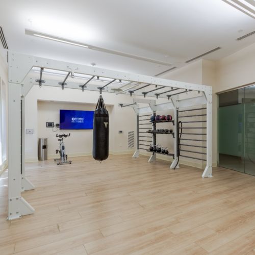 Fitness studio with punching bag