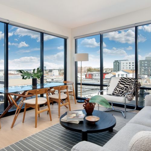 Living room with floor-to-ceiling windows