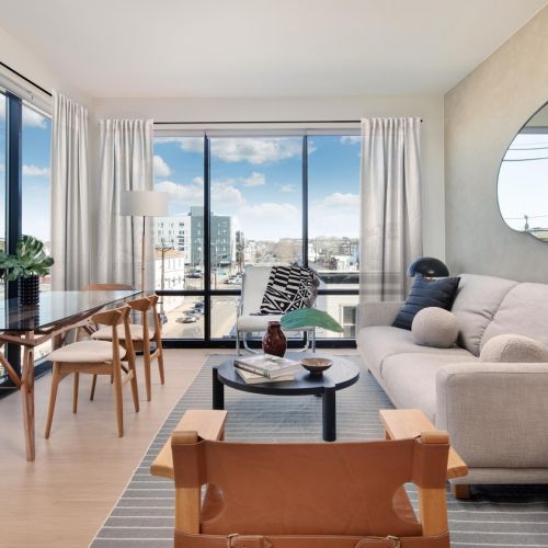 Living room with floor-to-ceiling windows
