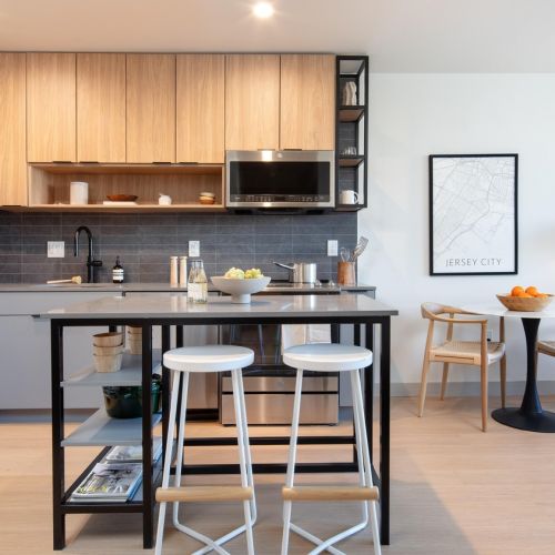 Kitchen with island and stainless steel appliances