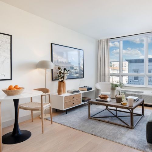 Living room with dining table