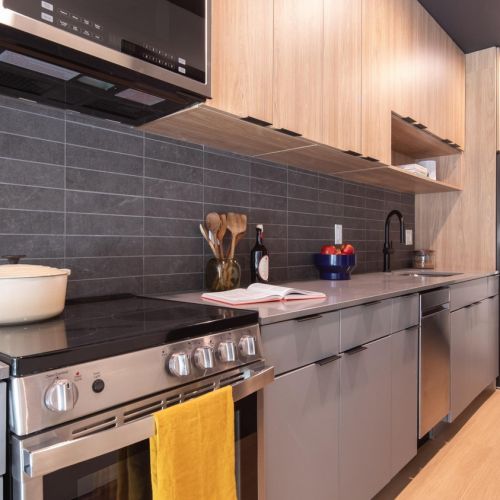 Kitchen with stainless steel appliances