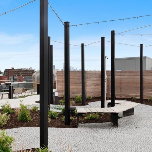 Rooftop with seating and misters