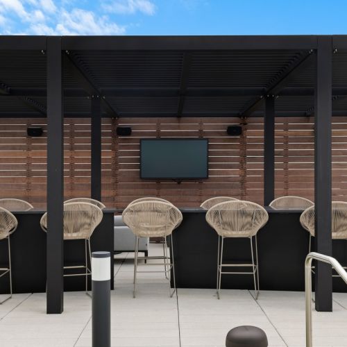 Rooftop media bar with TV