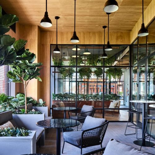 Indoor patio with seating