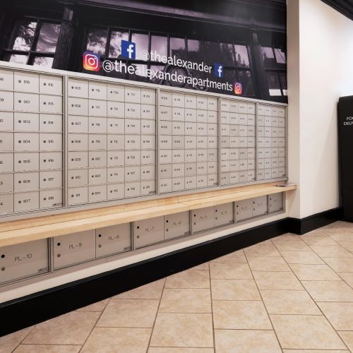 Easily accessible mail lockers in lobby