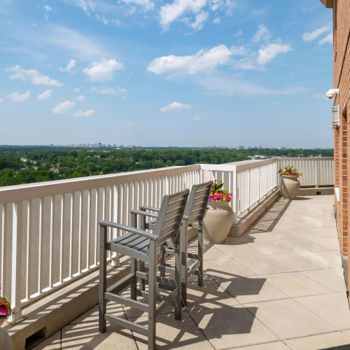 Take in the city views from the balcony