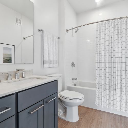 Polished materials and calming hues bring spa energy home.