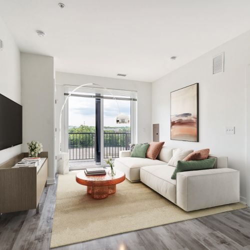 A refined living space grounded in comfort and style.