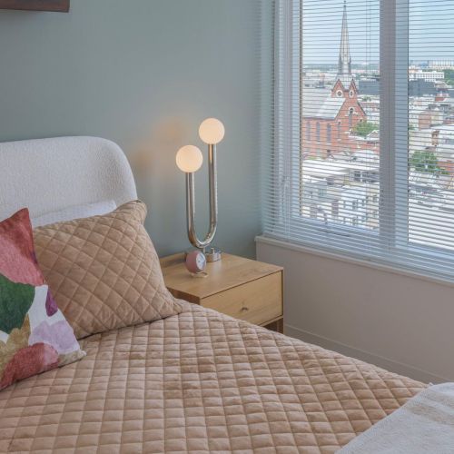 Bedroom with city view.