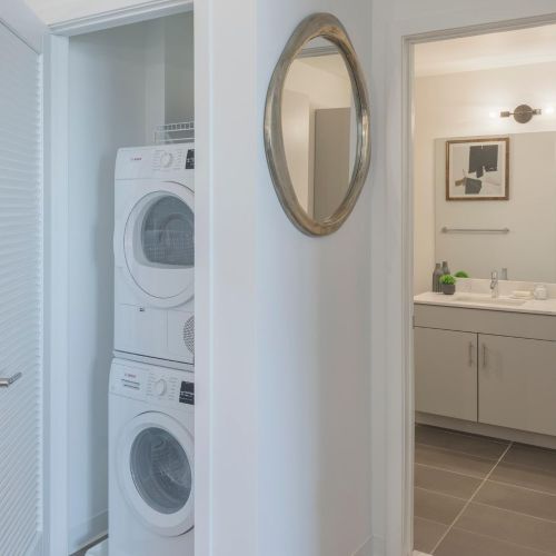 Washer and dryer in unit.