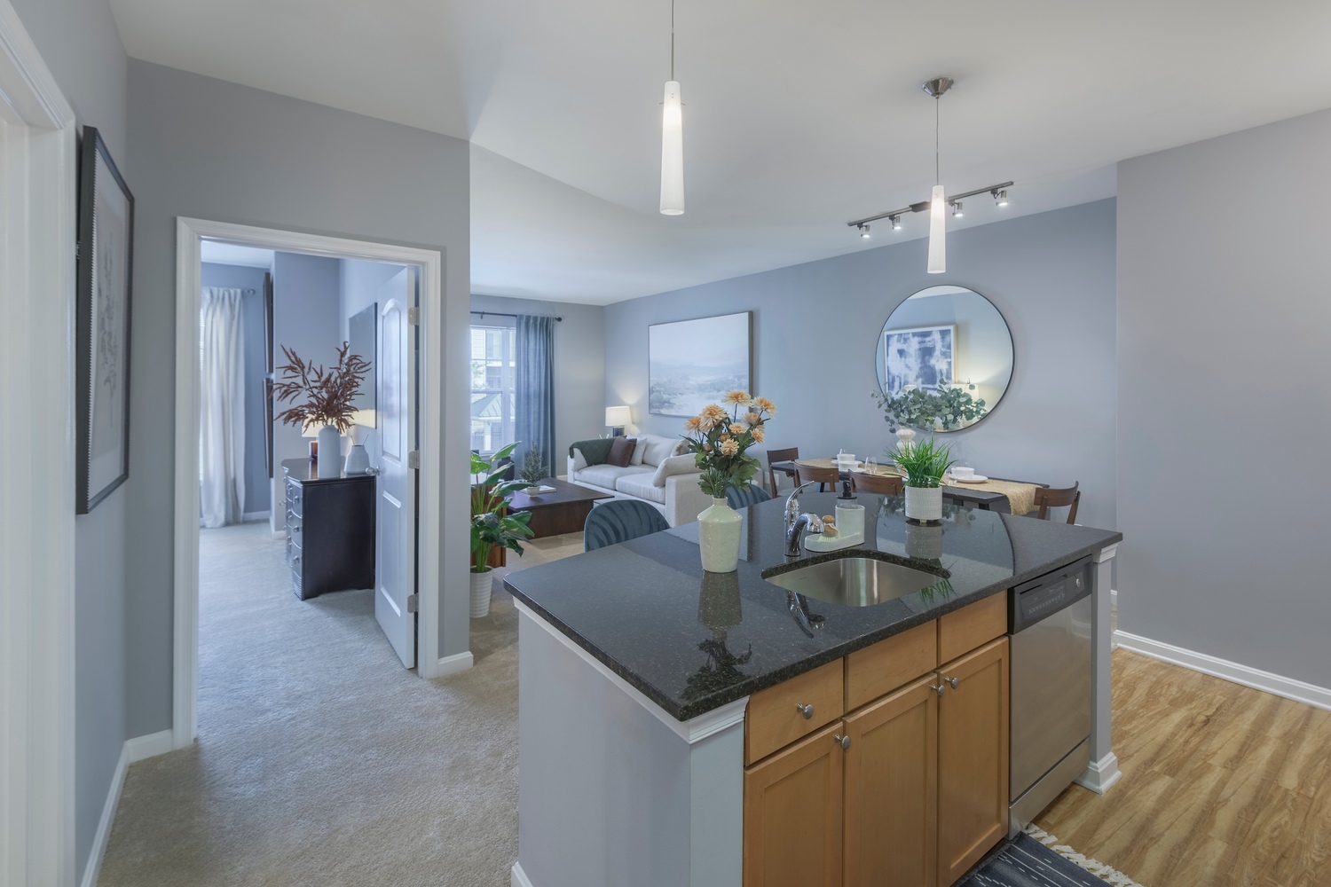 Photo of kitchen and livingroom