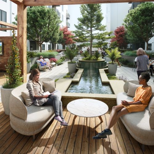 Expansive Courtyard with outdoor kitchen and grills