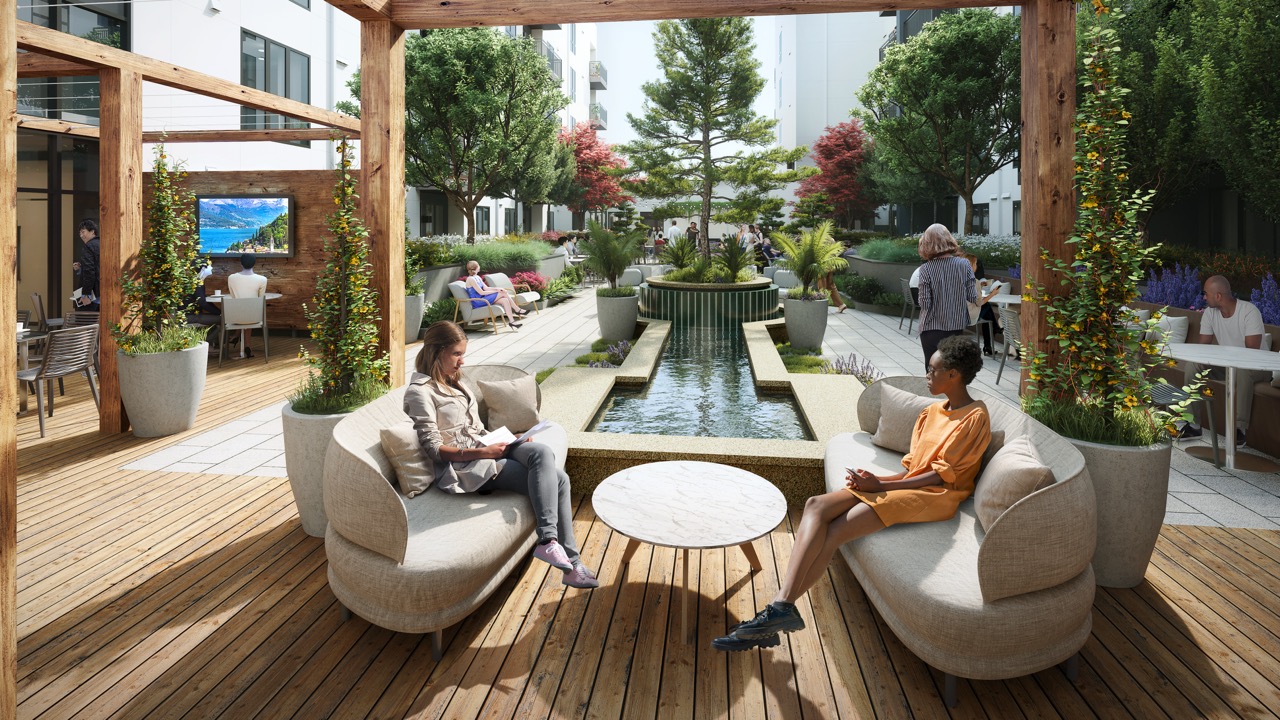 Expansive Courtyard with outdoor kitchen and grills