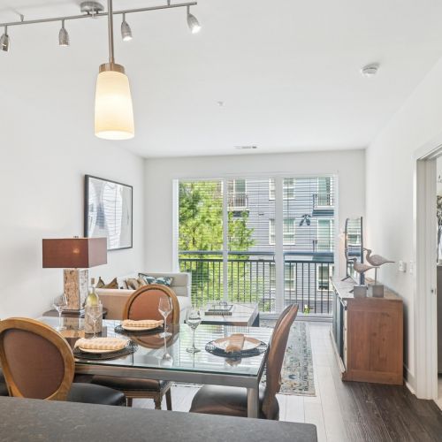 Living room with built-in study