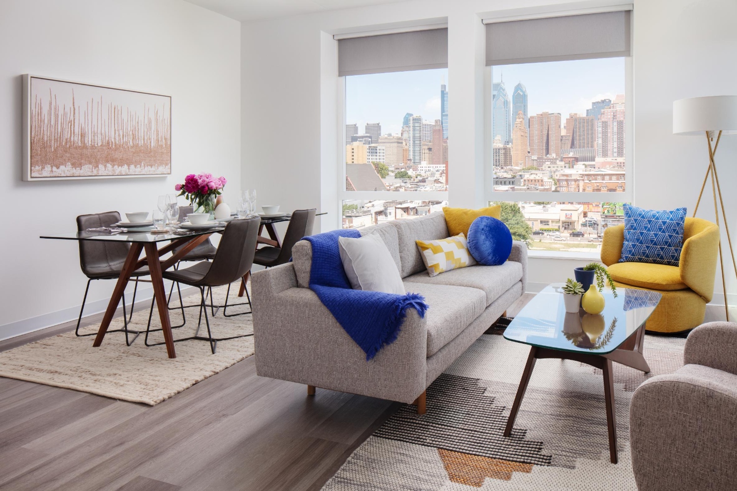 Living room with Philadelphia views